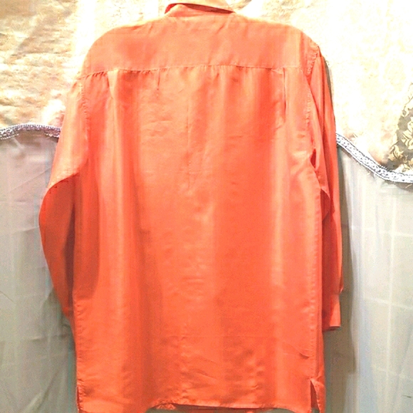 SILK CEDARS SPORT ORANGE BLOUSE SZ S - Picture 7 of 8